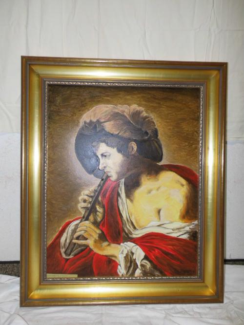 Großes Gemälde Öl auf Leinwand / Replik Flötenspielender Knabe mit rotem Umhang im Ebay-Shop gebrauchtwaren-kw2011 aufrufen