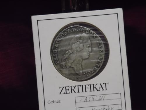 Silbermünze mit Zertifikat / Konventionstaler Sachsen 1780 Friedrich August III bei Hood.de